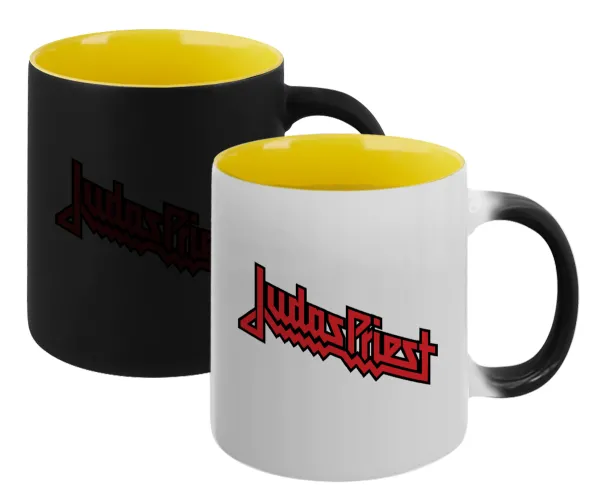 Judas Priest — Magic mug with yellow interior, ceramic, 330ml, changes colour with hot drinks