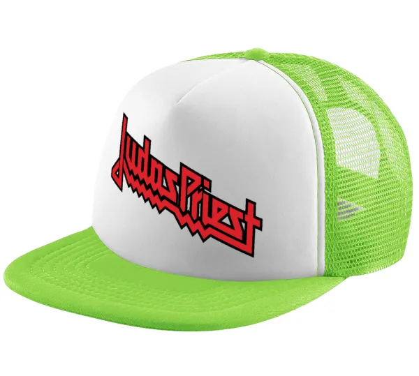 Judas Priest — Καπέλο Ενηλίκων Soft Trucker με Δίχτυ ΠΡΑΣΙΝΟ/ΛΕΥΚΟ (POLYESTER, ΕΝΗΛΙΚΩΝ, ONE SIZE)