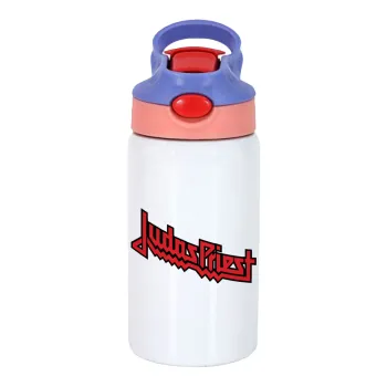 Judas Priest, Children's hot water bottle, stainless steel, with safety straw, pink/purple (350ml)