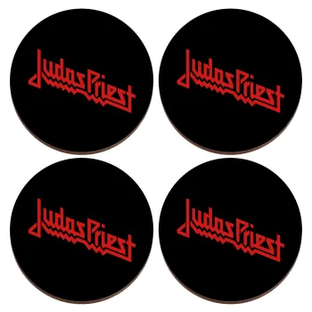 Judas Priest, ΣΕΤ x4 Σουβέρ ξύλινα στρογγυλά plywood (9cm)