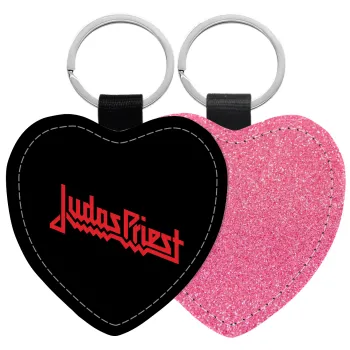 Judas Priest, Μπρελόκ PU δερμάτινο glitter καρδιά ΡΟΖ