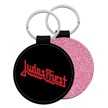 Judas Priest, Μπρελόκ Δερματίνη, στρογγυλό ΡΟΖ (5cm)