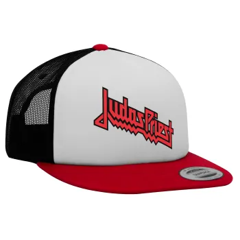 Judas Priest, Καπέλο Ενηλίκων Foam Flat Snapback με Δίχτυ Κόκκινο-Λευκό-Μαύρο (POLYESTER, ΕΝΗΛΙΚΩΝ, UNISEX, ONE SIZE)