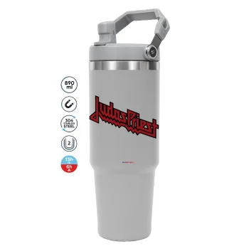 Judas Priest, GREY color, 890ml (30oz) stainless Steel Tumbler with Handle