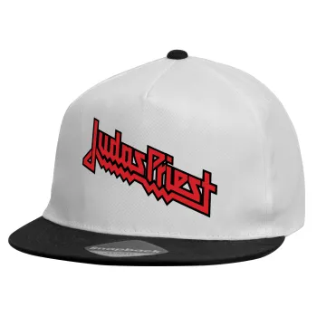 Judas Priest, Καπέλο παιδικό Flat Snapback, Λευκό (100% ΒΑΜΒΑΚΕΡΟ, ΠΑΙΔΙΚΟ, UNISEX, ONE SIZE)