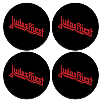 Judas Priest, ΣΕΤ 4 Σουβέρ ξύλινα στρογγυλά (9cm)