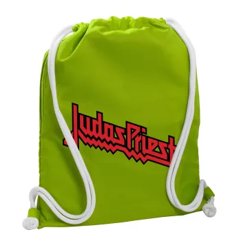 Judas Priest, Backpack bag GYMBAG LIME GREEN, with pocket (40x48cm) & thick cords