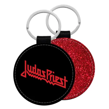 Judas Priest, Μπρελόκ Δερματίνη, στρογγυλό ΚΟΚΚΙΝΟ (5cm)