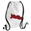 Τσάντα πλάτης πουγκί GYMBAG λευκή, με τσέπη (40x48cm) & χονδρά κορδόνια