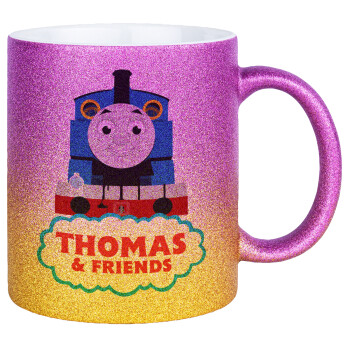 Τόμας το τρενάκι, Κούπα Χρυσή/Ροζ Glitter, κεραμική, 330ml