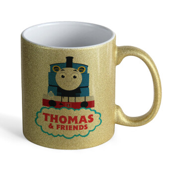 Τόμας το τρενάκι, Κούπα Χρυσή Glitter που γυαλίζει, κεραμική, 330ml