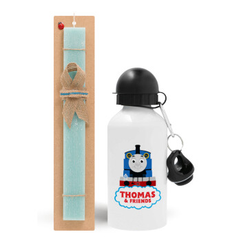 Τόμας το τρενάκι, Easter Set, metallic aluminum water bottle (500ml) & scented flat candle (30cm) (TURQUOISE)