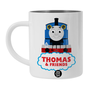 Τόμας το τρενάκι, Λευκή Ανοξείδωτη Μεταλλική Κούπα 450ml - Διπλού Τοιχώματος 