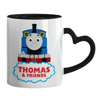 Τόμας το τρενάκι, Mug heart black handle, ceramic, 330ml