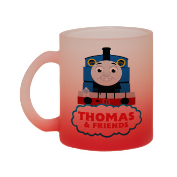 Τόμας το τρενάκι, Κούπα γυάλινη δίχρωμη με βάση το κόκκινο ματ, 330ml