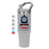 ΓΚΡΙ χρώματος Θερμός Ανοξείδωτο 890ml (30oz) με χερούλι