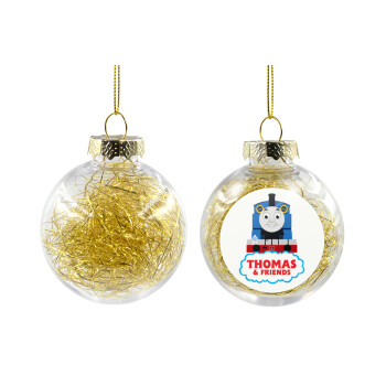 Τόμας το τρενάκι, Χριστουγεννιάτικη μπάλα δένδρου διάφανη με χρυσό γέμισμα 8cm