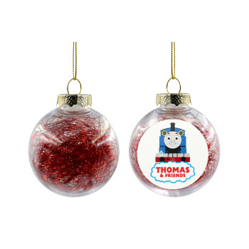 Τόμας το τρενάκι, Χριστουγεννιάτικη μπάλα δένδρου διάφανη με κόκκινο γέμισμα 8cm
