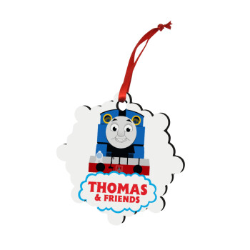 Τόμας το τρενάκι, Christmas ornament snowflake wooden 7.5cm