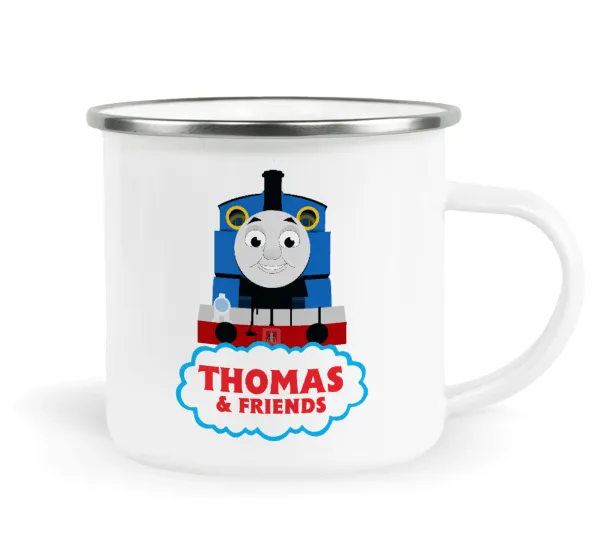 Τόμας το τρενάκι — Metallic enamel cup white 360ml