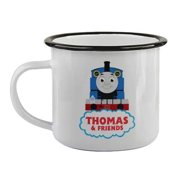 Τόμας το τρενάκι — Enamel mug with black rim, 360ml