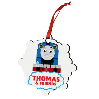 Τόμας το τρενάκι, Christmas ornament snowflake wooden 7.5cm