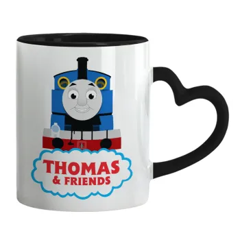 Τόμας το τρενάκι, Mug heart black handle, ceramic, 330ml