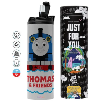 Τόμας το τρενάκι, Tumbler ποτήρι θερμό ΓΚΡΙ από ανοξείδωτο ατσάλι 600ml