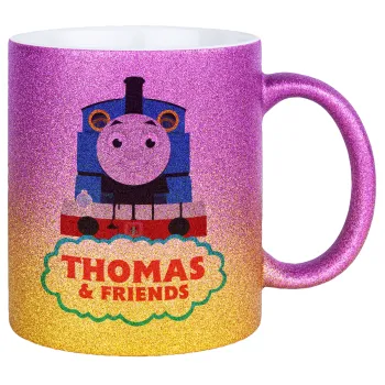 Τόμας το τρενάκι, Κούπα Χρυσή/Ροζ Glitter, κεραμική, 330ml