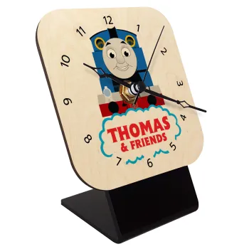 Τόμας το τρενάκι, Quartz Table clock in natural wood (10cm)