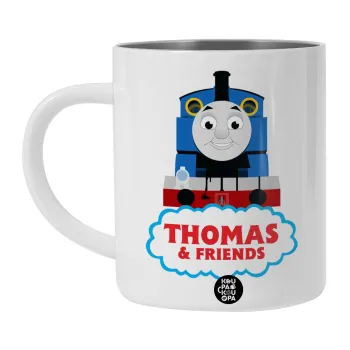 Τόμας το τρενάκι, Λευκή Ανοξείδωτη Μεταλλική Κούπα 450ml - Διπλού Τοιχώματος 