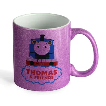 Τόμας το τρενάκι, Κούπα Μωβ Glitter που γυαλίζει, κεραμική, 330ml