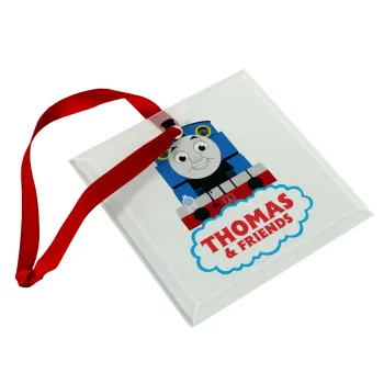 Τόμας το τρενάκι, Στολίδι Χριστουγεννιάτικο στολίδι γυάλινο τετράγωνο 9x9cm