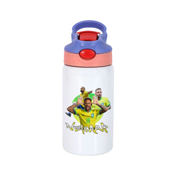 Neymar JR, Παιδικό παγούρι θερμό, ανοξείδωτο, με καλαμάκι ασφαλείας, ροζ/μωβ (350ml)