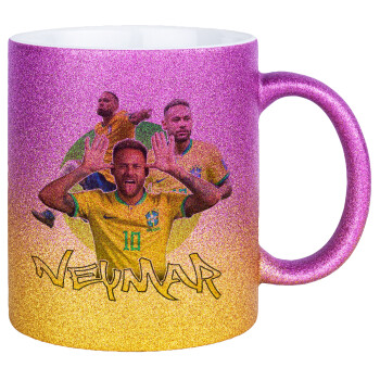 Neymar JR, Κούπα Χρυσή/Ροζ Glitter, κεραμική, 330ml