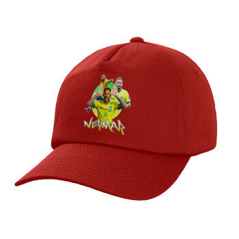 Neymar JR, Adult Baseball Cap, 100% Cotton, Red (COTTON, ADULT, UNISEX, ONE SIZE)