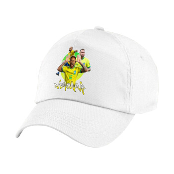 Neymar JR, 5-Panel Cap White, 100% Cotton (Twill), (UNISEX, ONE SIZE)