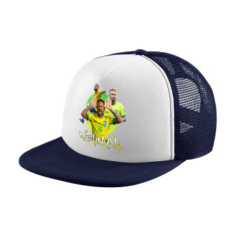 Neymar JR, Adult Soft Trucker Hat with Dark Blue/White Mesh (POLYESTER, ADULT, UNISEX, ONE SIZE)