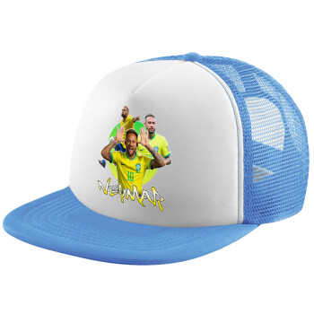 Neymar JR, Child's Soft Trucker Hat with Blue/White Mesh (POLYESTER, CHILD, ONE SIZE)