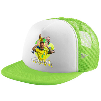 Neymar JR, Adult Soft Trucker Hat with Mesh GREEN/WHITE (POLYESTER, ADULT, ONE SIZE)
