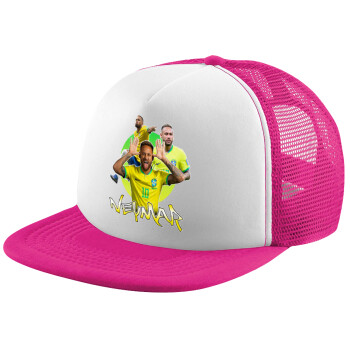 Neymar JR, Καπέλο παιδικό Soft Trucker με Δίχτυ ΡΟΖ/ΛΕΥΚΟ (POLYESTER, ΠΑΙΔΙΚΟ, ONE SIZE)