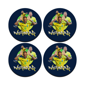 Neymar JR, ΣΕΤ 4 Σουβέρ ξύλινα στρογγυλά (9cm)
