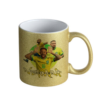 Neymar JR, Κούπα Χρυσή Glitter που γυαλίζει, κεραμική, 330ml