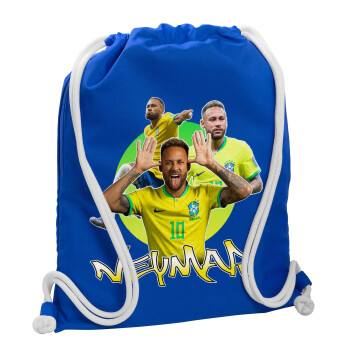 Neymar JR, Τσάντα πλάτης πουγκί GYMBAG Μπλε, με τσέπη (40x48cm) & χονδρά κορδόνια
