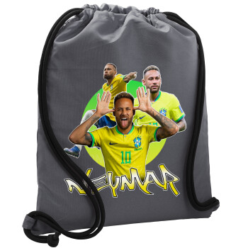 Neymar JR, Τσάντα πλάτης πουγκί GYMBAG ΓΚΡΙ, με τσέπη (40x48cm) & χονδρά κορδόνια