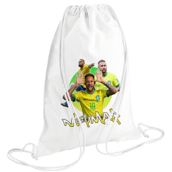 Neymar JR, Τσάντα πλάτης πουγκί GYMBAG λευκή (28x40cm)