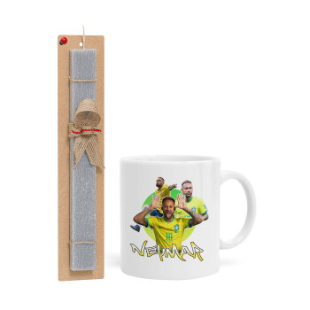 Neymar JR, Easter Set, Ceramic Cup (330ml) & Easter aromatic flat candle (30cm) (GRAY)