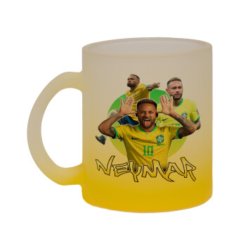 Neymar JR, Κούπα γυάλινη δίχρωμη με βάση το κίτρινο ματ, 330ml