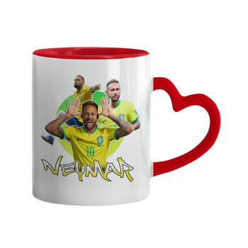 Neymar JR, Mug heart red handle, ceramic, 330ml