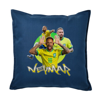 Neymar JR, Μαξιλάρι καναπέ Μπλε 100% βαμβάκι, περιέχεται το γέμισμα (50x50cm)